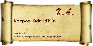 Korpos Adrián névjegykártya